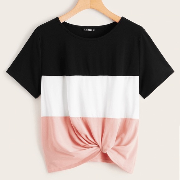 Shien color blocked twist front tee - Picture 1 of 3
